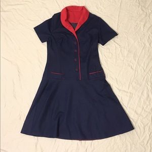 Retro style blue polka dot dress